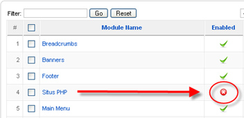 New menu in the module list