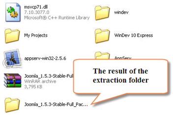 The result of the extraction folder
