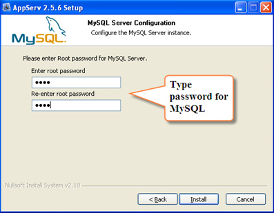 Establish password for MySQL