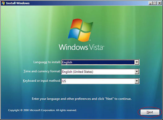 Install Windows Vista