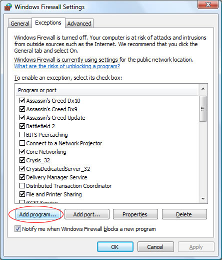 Windows Firewall Settings